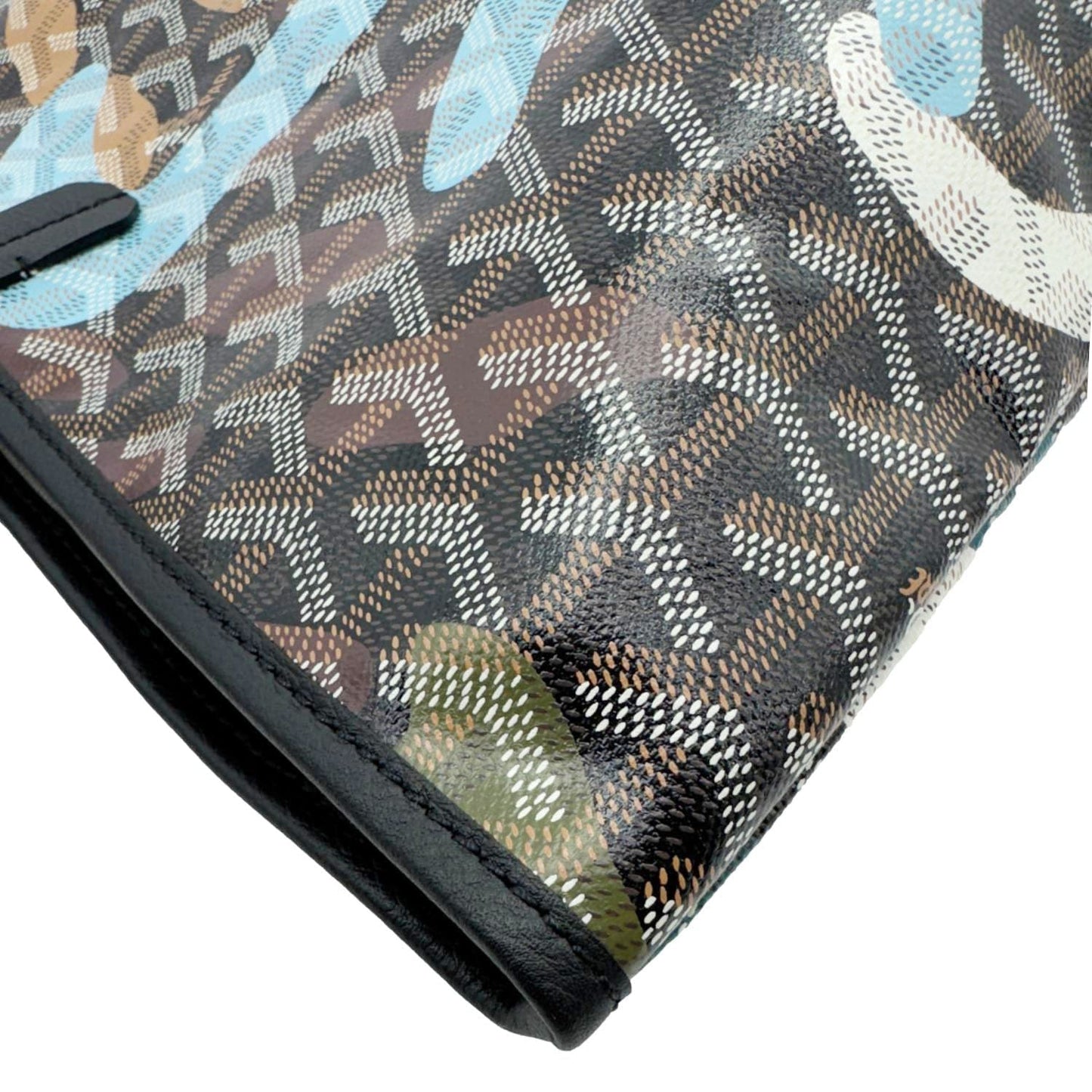GOYARD Saint Louis Lettres Camouflage Chevron Print Canvas Tote Bag Multicolor