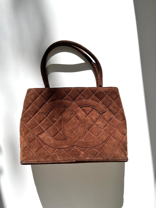 Chanel Timeless CC Medallion Suede Brown Tote
