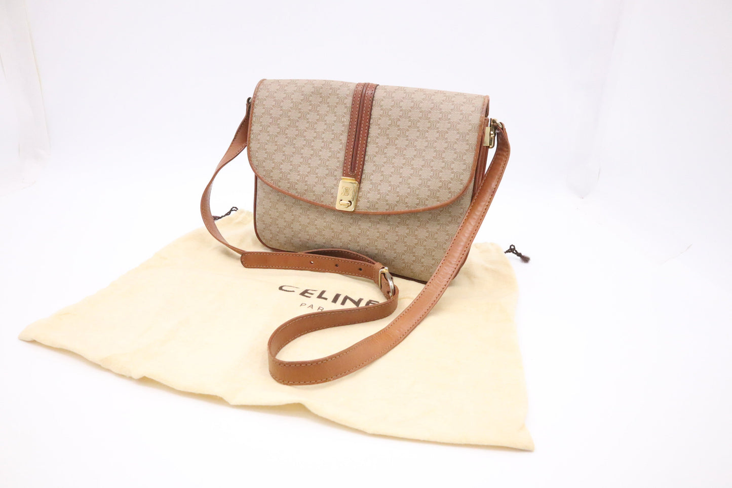 Celine Crossbody Bag in Beige Macadam Canvas