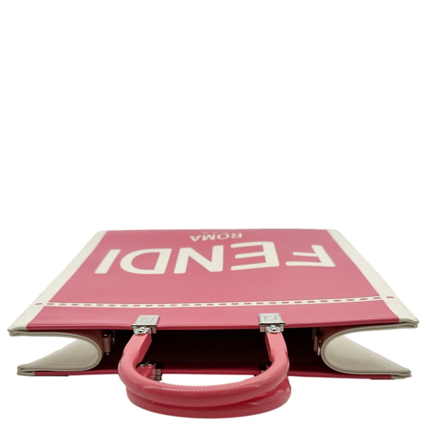FENDI Sunshine Medium Patent Leather Crossbody Tote Bag Light Pink