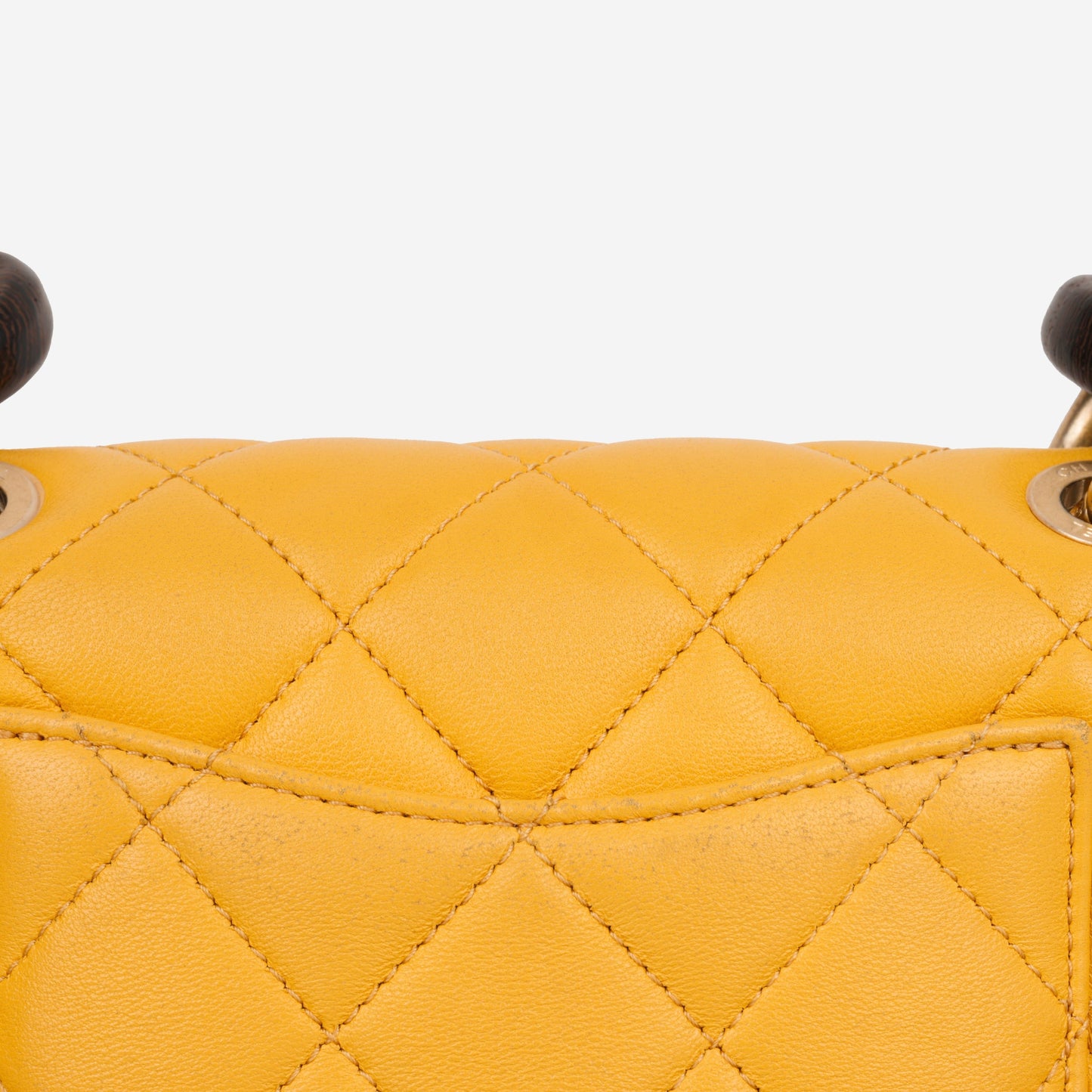 Chanel Mini Square Wenge Wood - Yellow Lambskin | Gold Hardware
