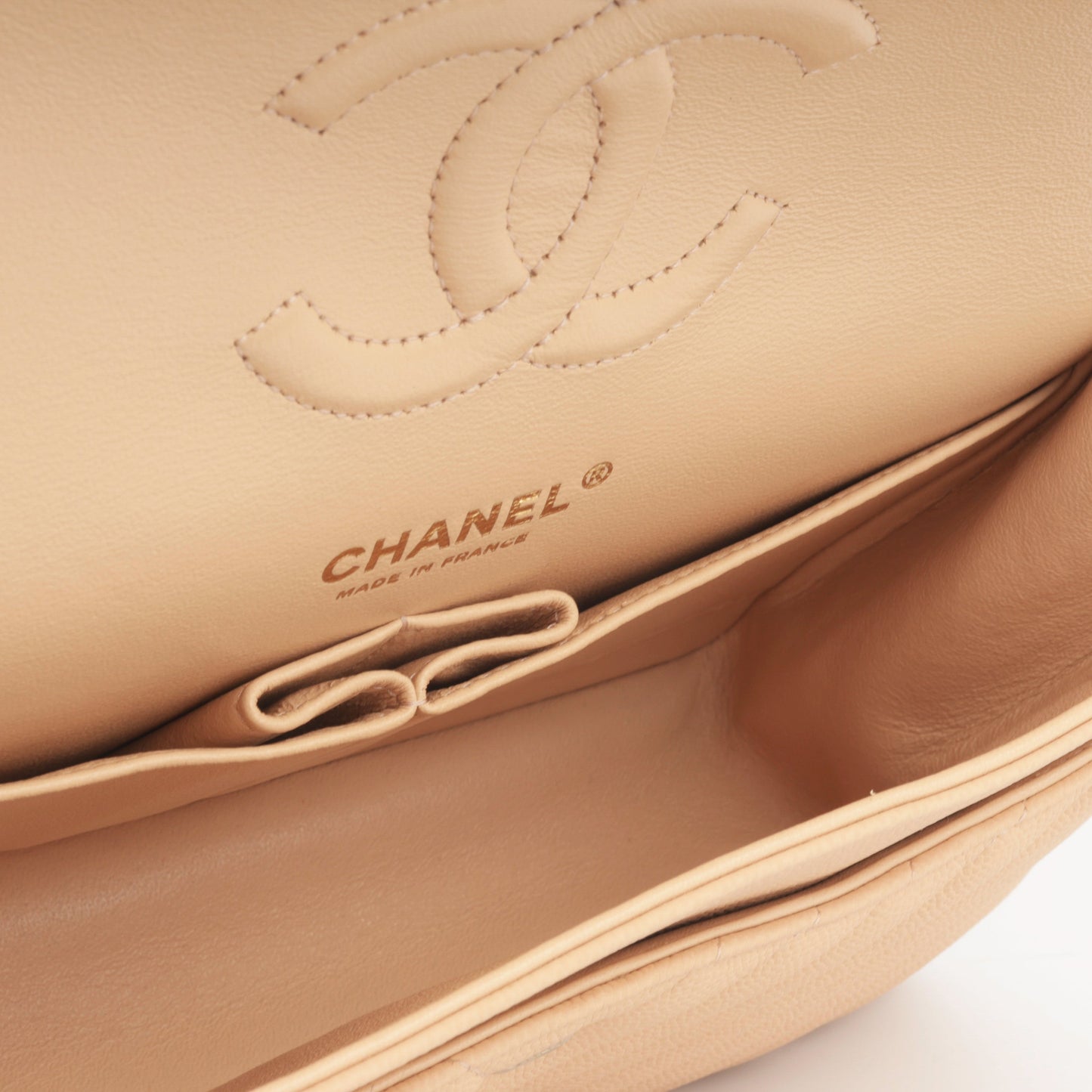 Chanel Medium Chevron Flap - Blush Beige Matte Caviar | Champagne Gold Hardware