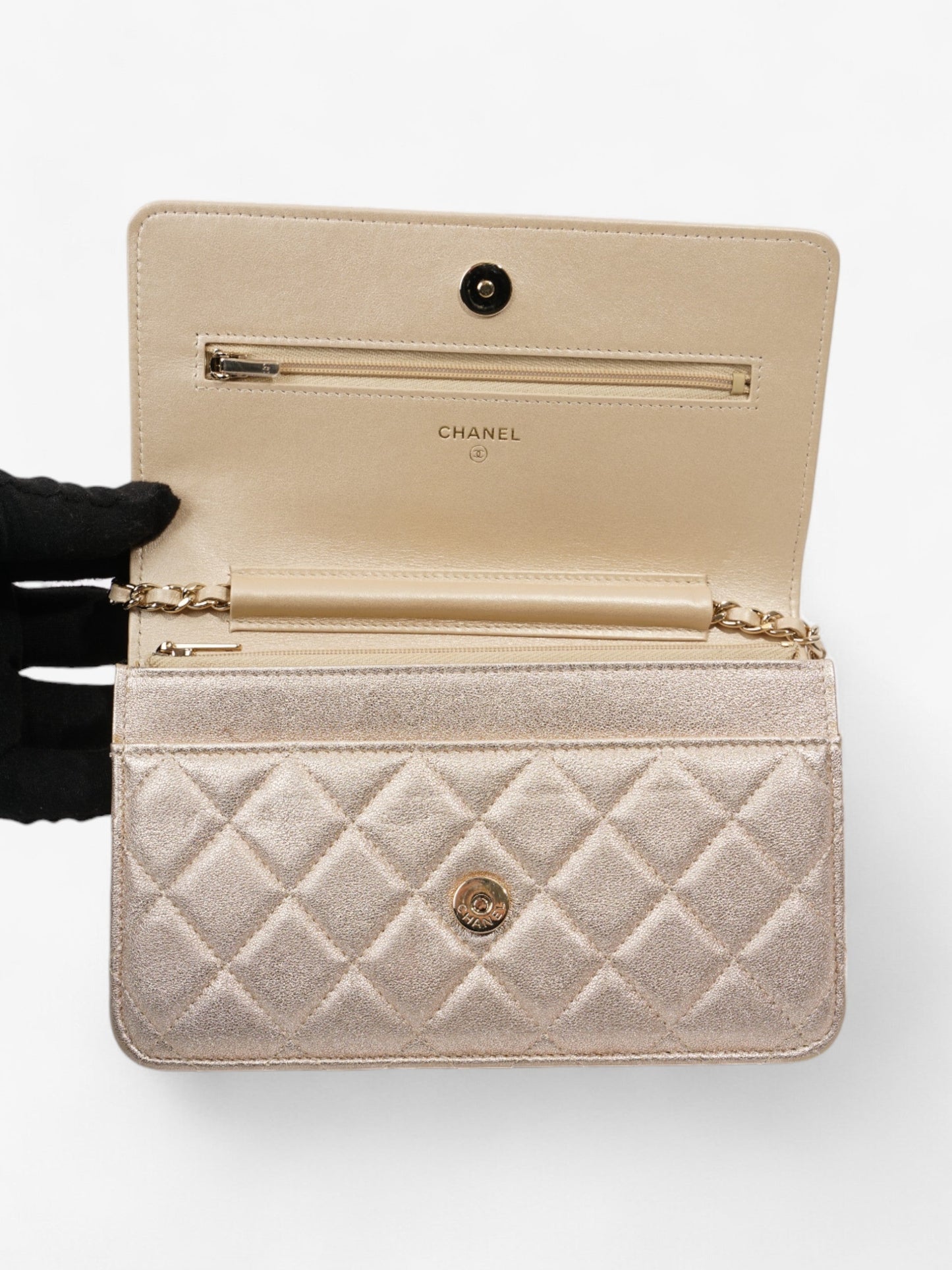 Chanel Wallet On Chain Light Gold Lambskin Leather