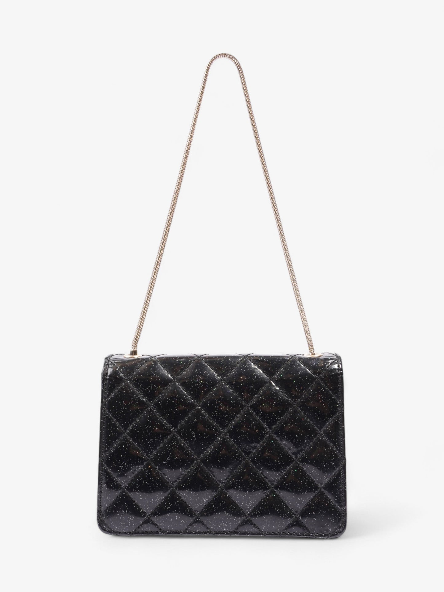 Chanel 2.55 Black Glitter Patent Leather Mini