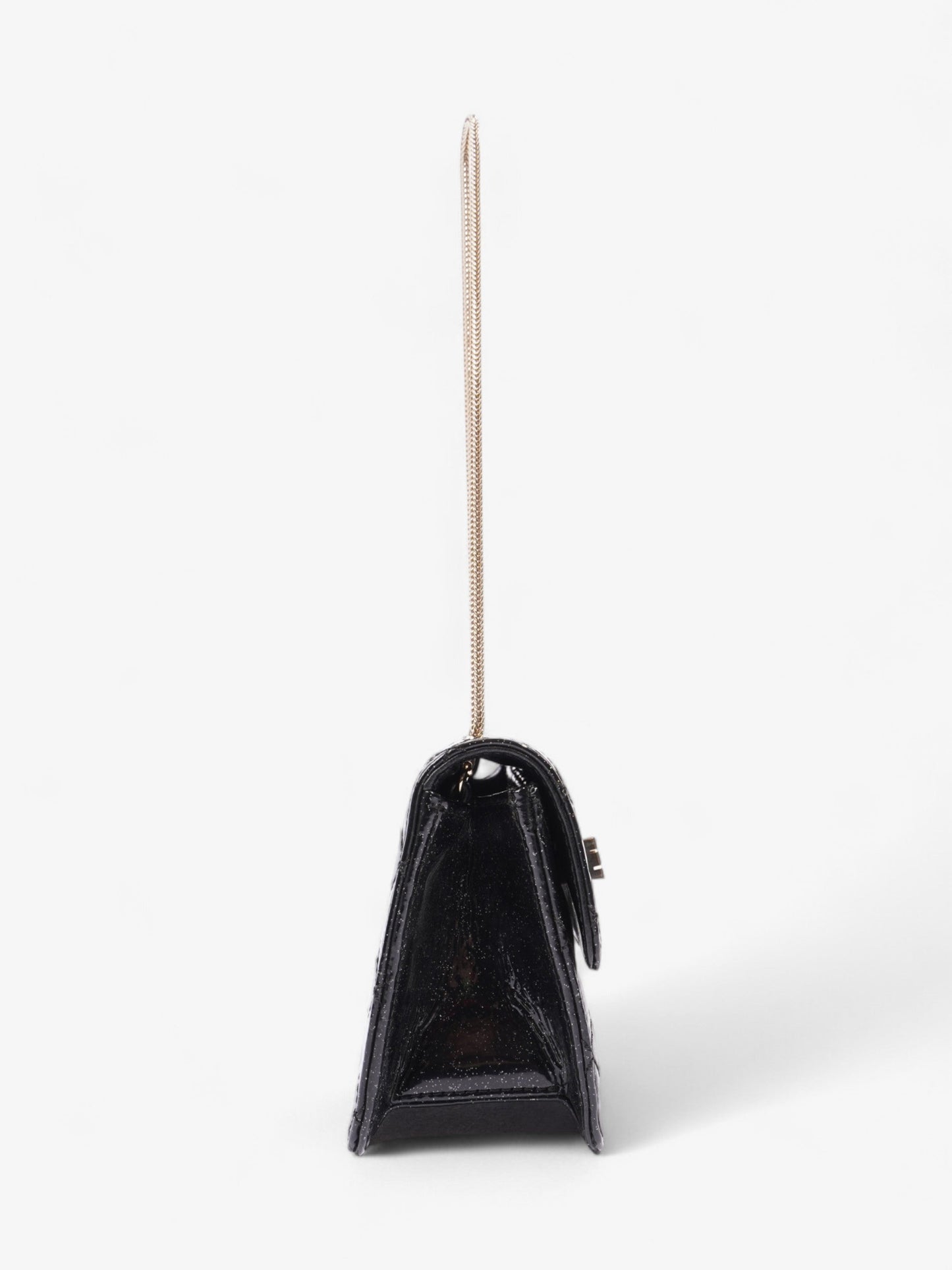Chanel 2.55 Black Glitter Patent Leather Mini