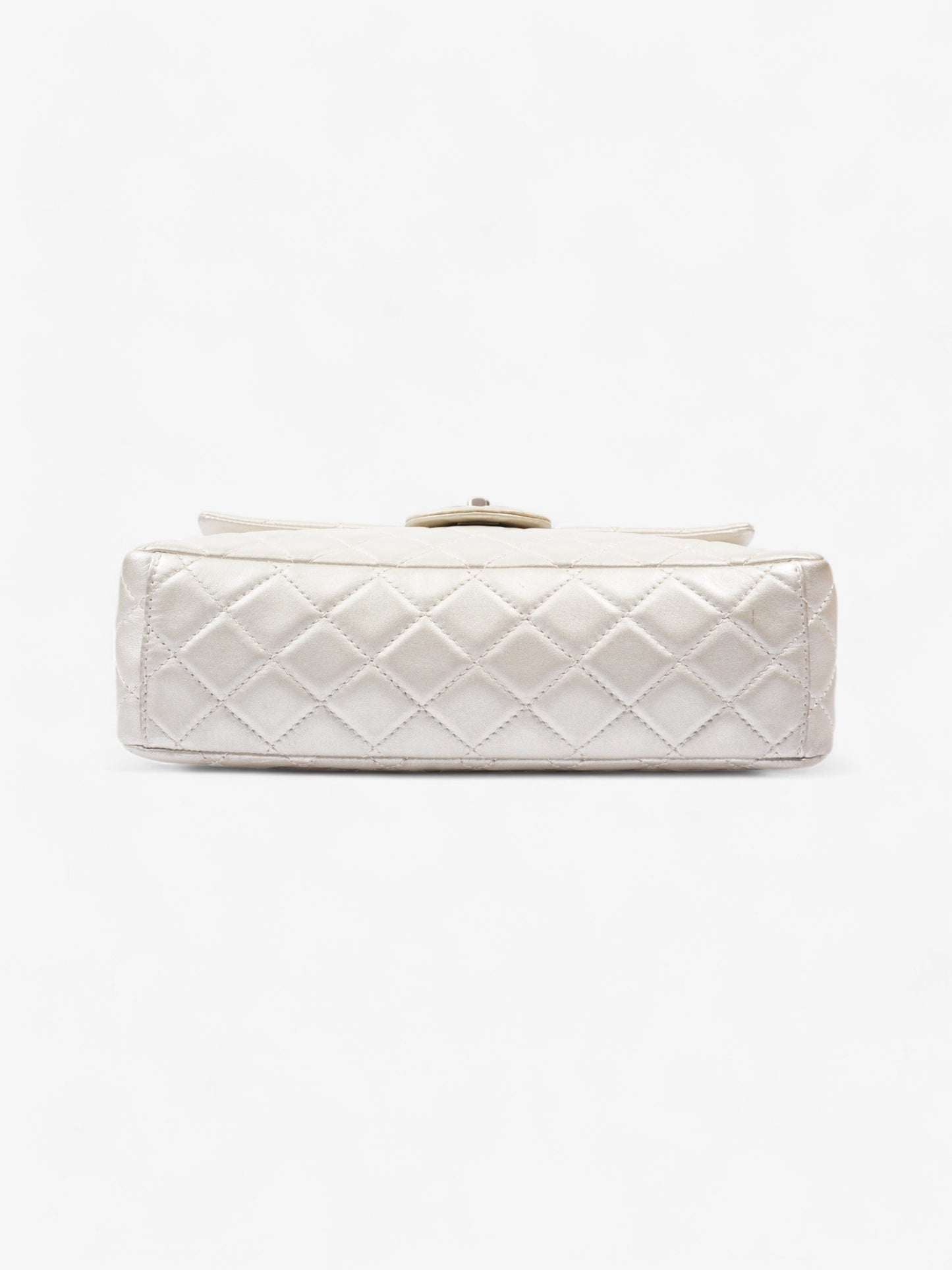 Chanel Classic Single Flap Metallic Grey Lambskin Leather Maxi