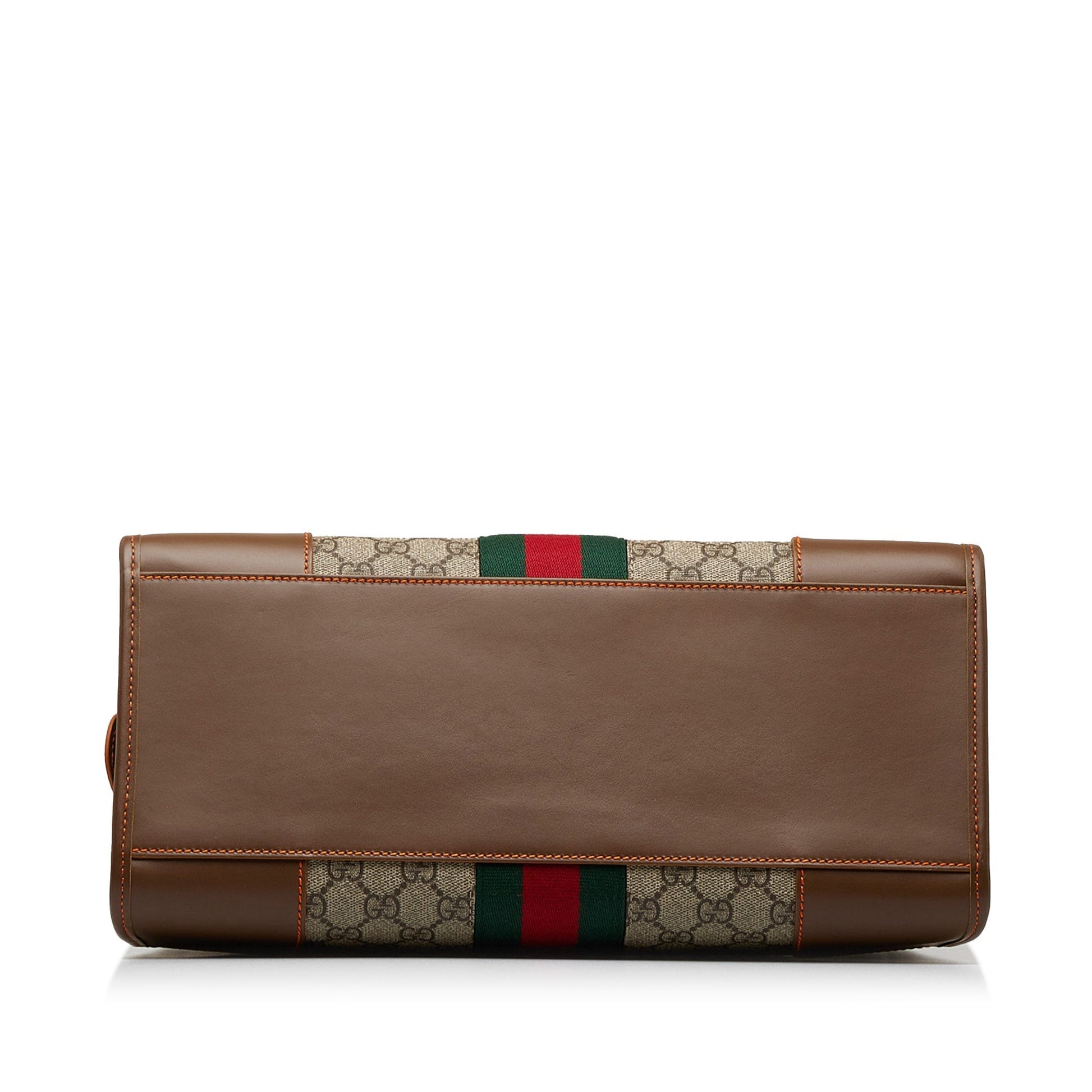 Gucci GG Supreme Brown Leather Canvas Tote Style 1