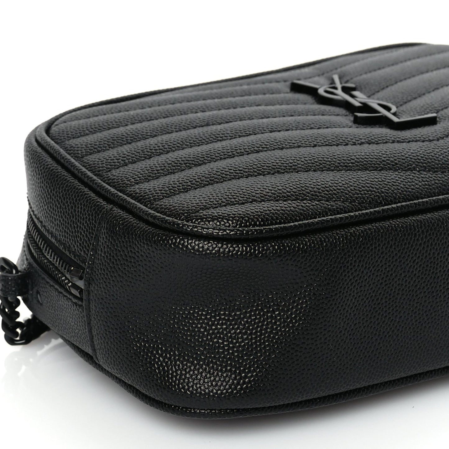 Saint Laurent Grain De Poudre Matelasse Monochrome Monogram Mini Lou Camera Bag Black
