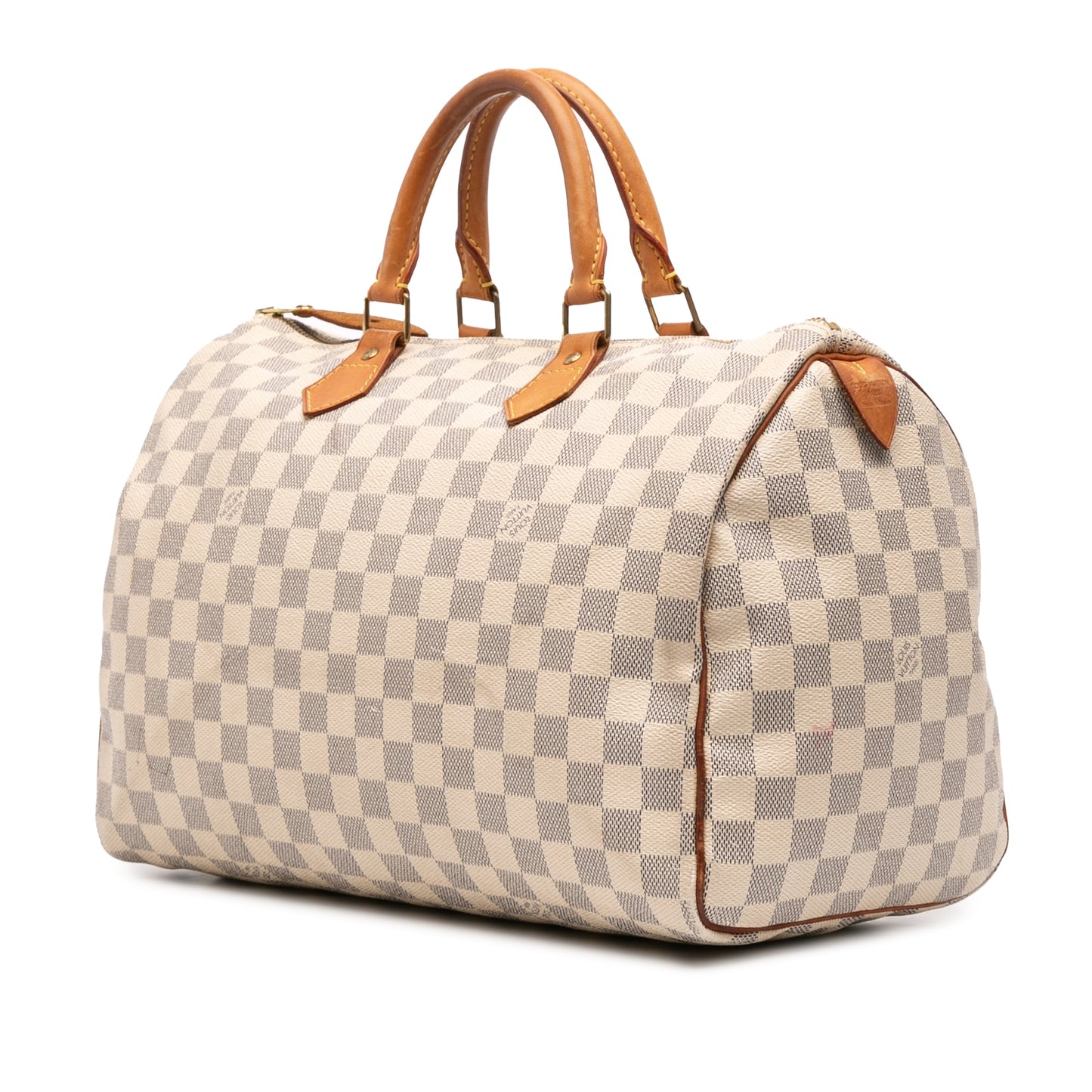 White Louis Vuitton Damier Azur Speedy 35 Boston Bag