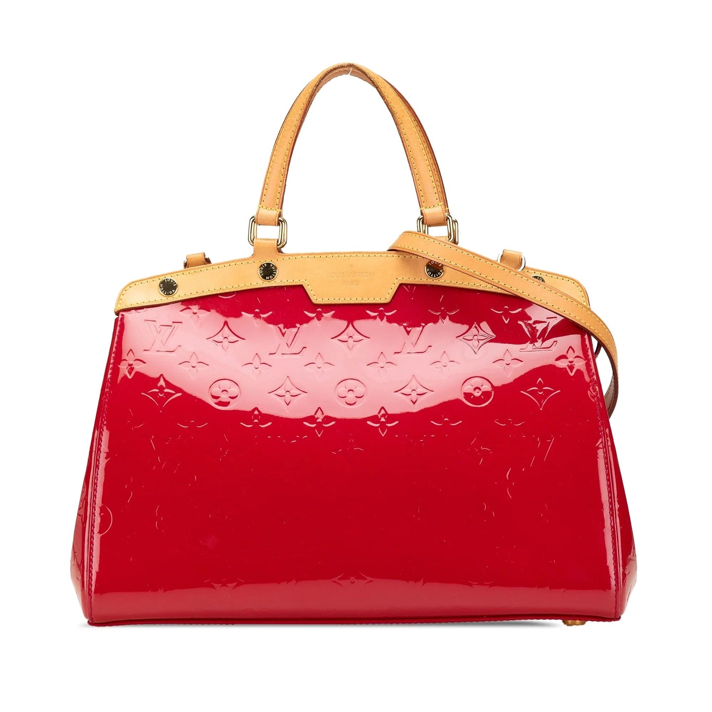Red Louis Vuitton Monogram Vernis Brea MM Satchel