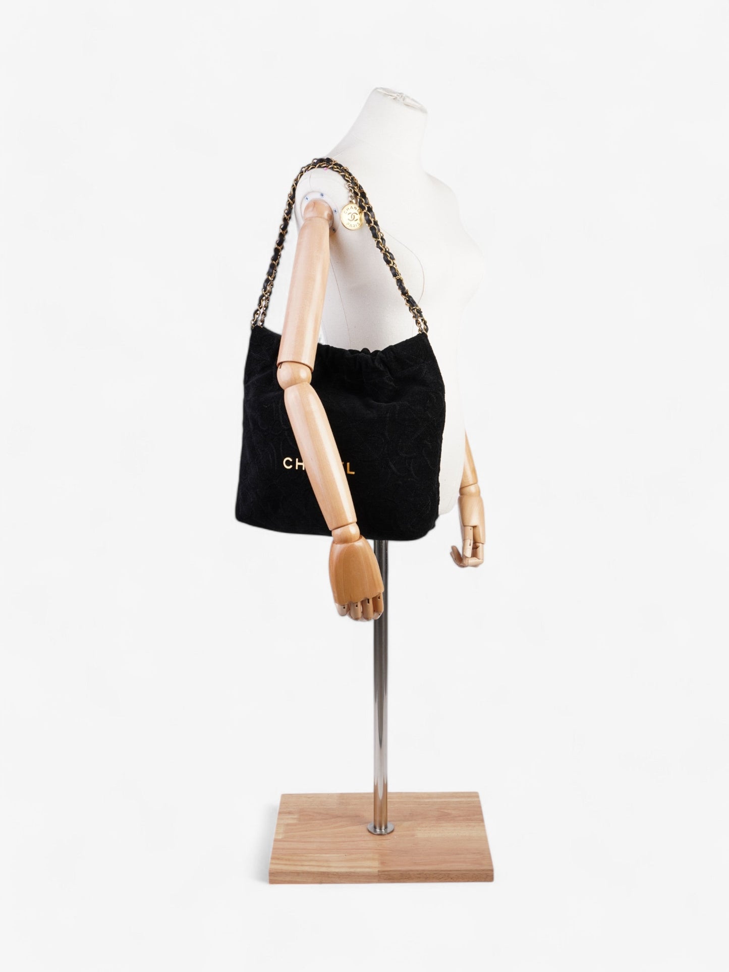 Chanel 22 Chain Black Denim Medium
