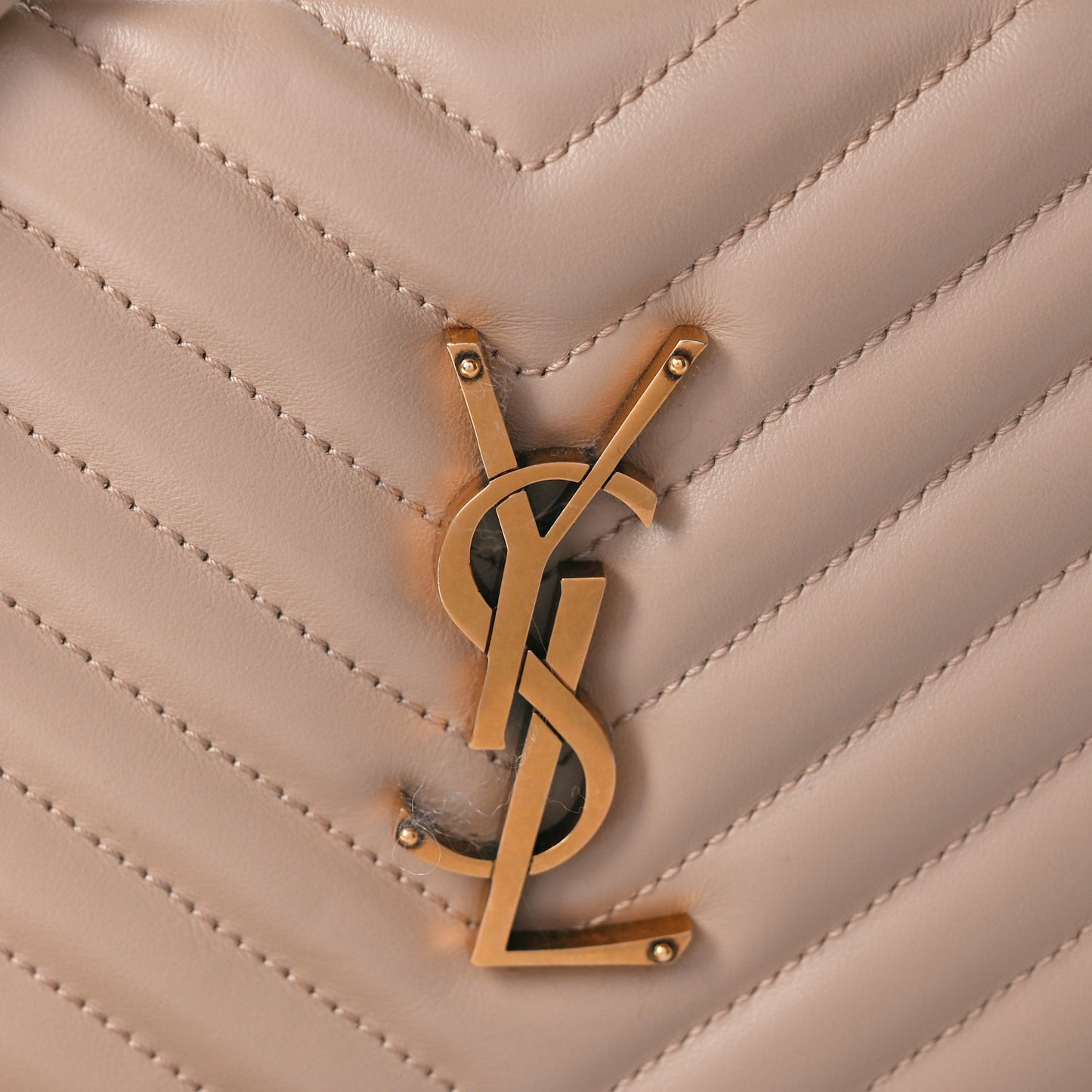 Saint Laurent Calfskin Matelasse Monogram Lou Camera Bag Dark Beige