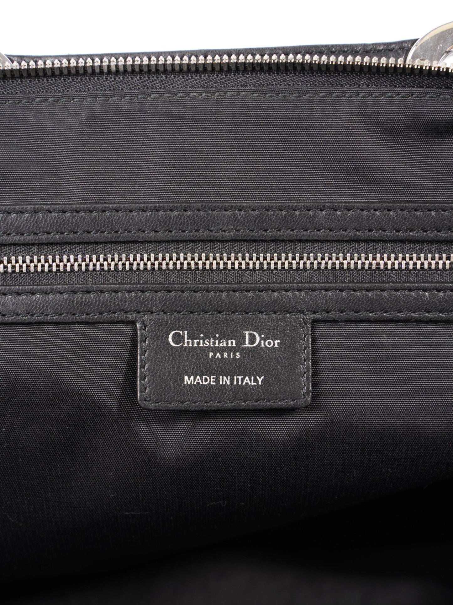 Christian Dior Quilted Tote Black Lambskin Leather Large