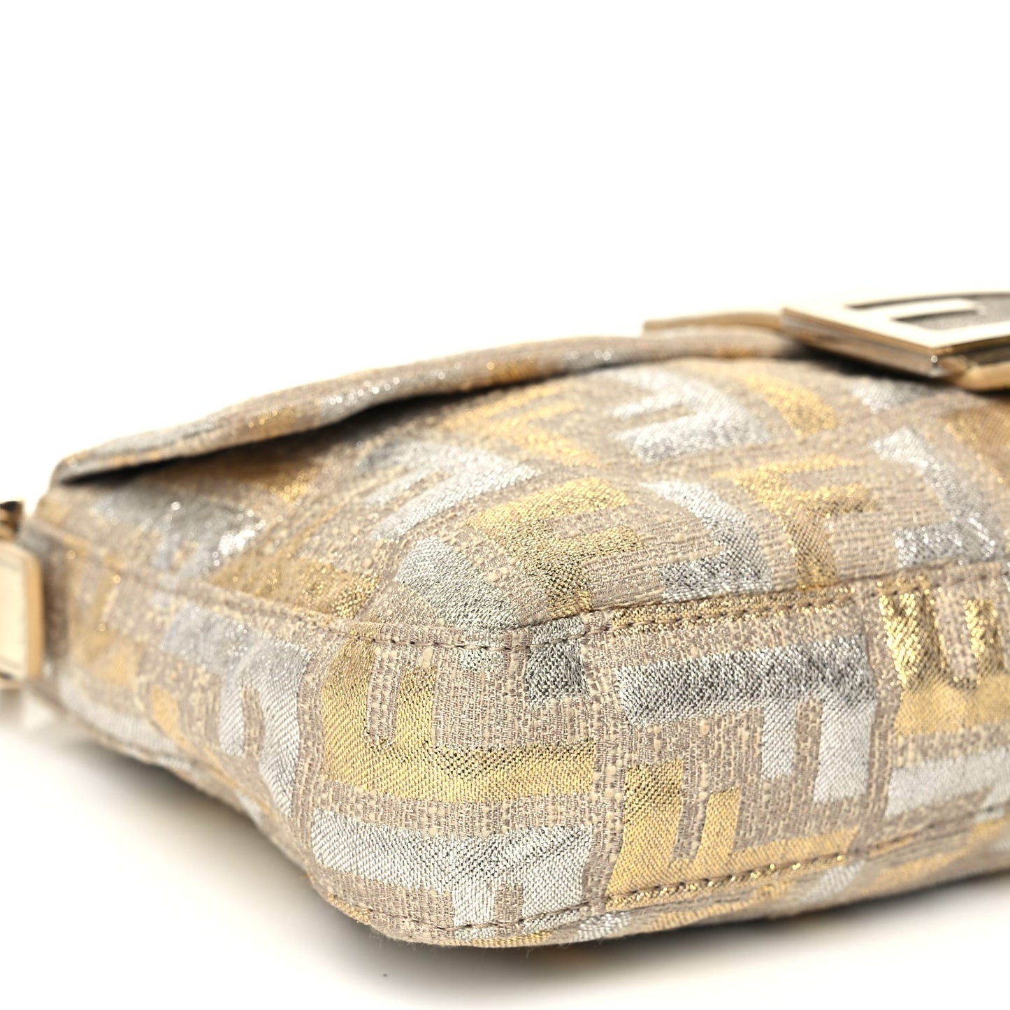 Fendi Metallic Lurex Zucca Baguette Gold Silver