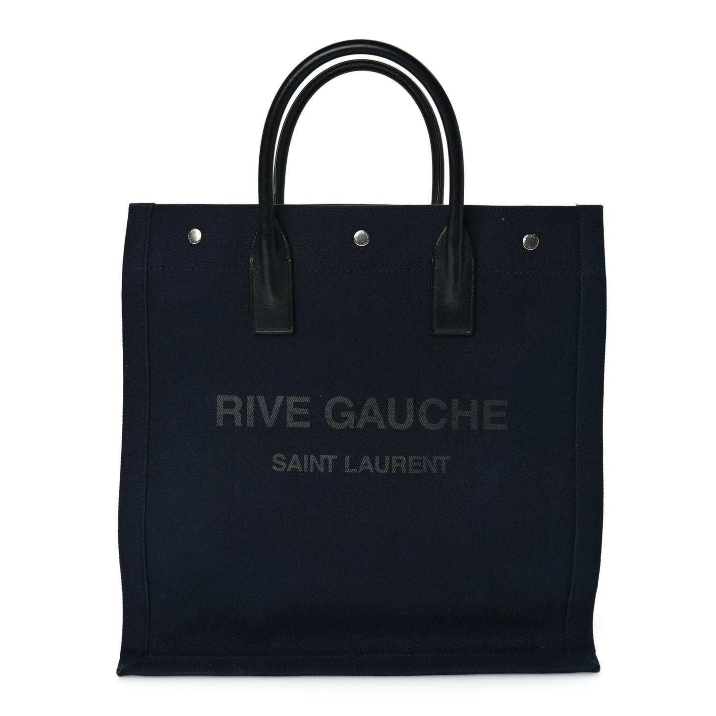 Saint Laurent Canvas Calfskin Rive Gauche North South Noe Tote Navy Black