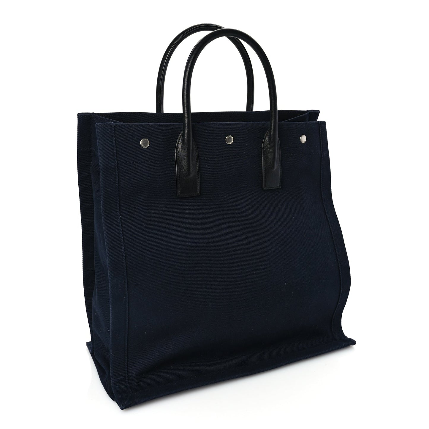 Saint Laurent Canvas Calfskin Rive Gauche North South Noe Tote Navy Black