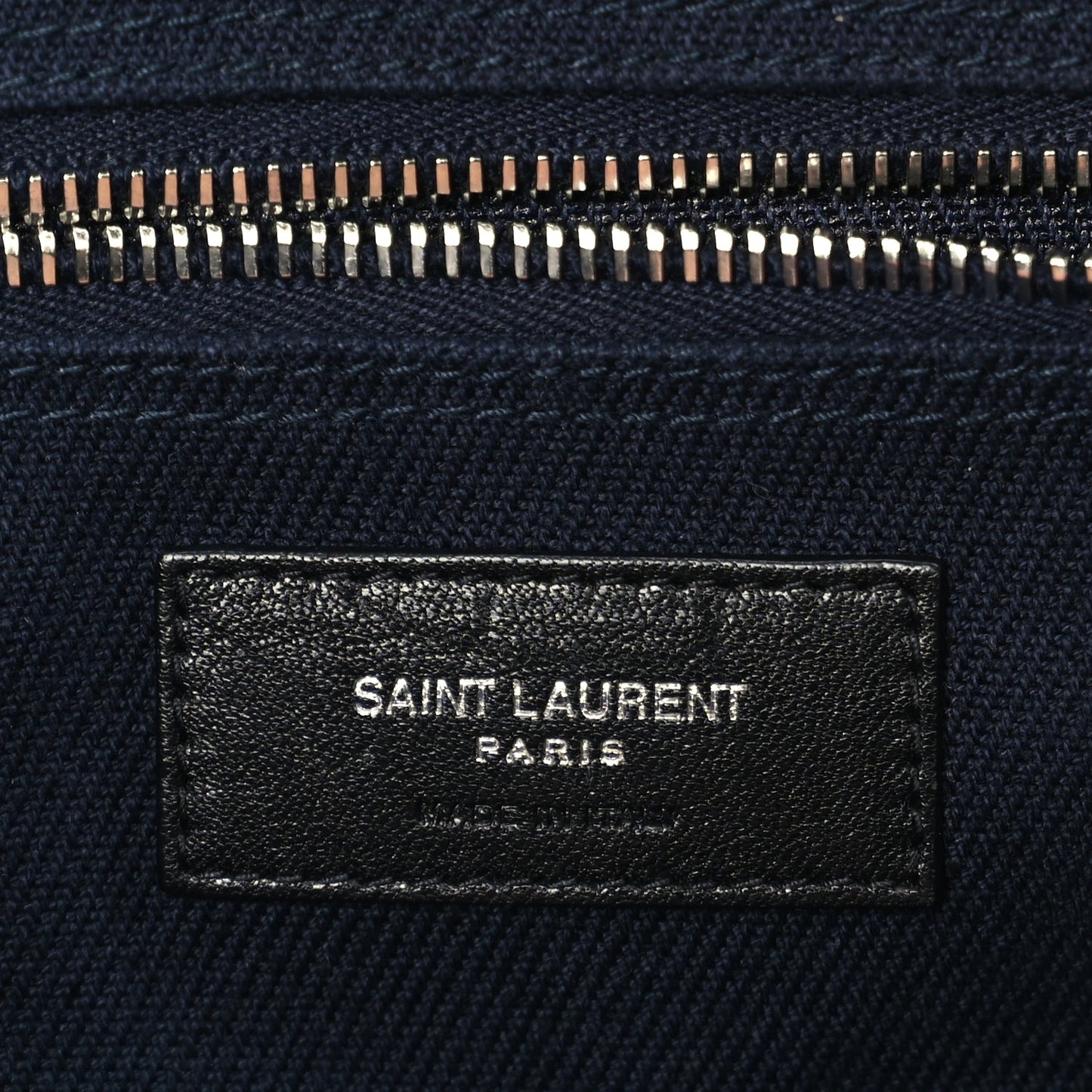 Saint Laurent Canvas Calfskin Rive Gauche North South Noe Tote Navy Black