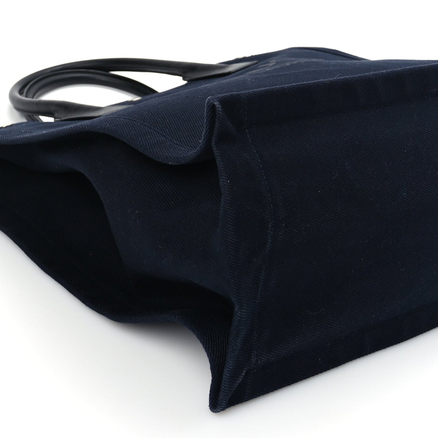 Saint Laurent Canvas Calfskin Rive Gauche North South Noe Tote Navy Black
