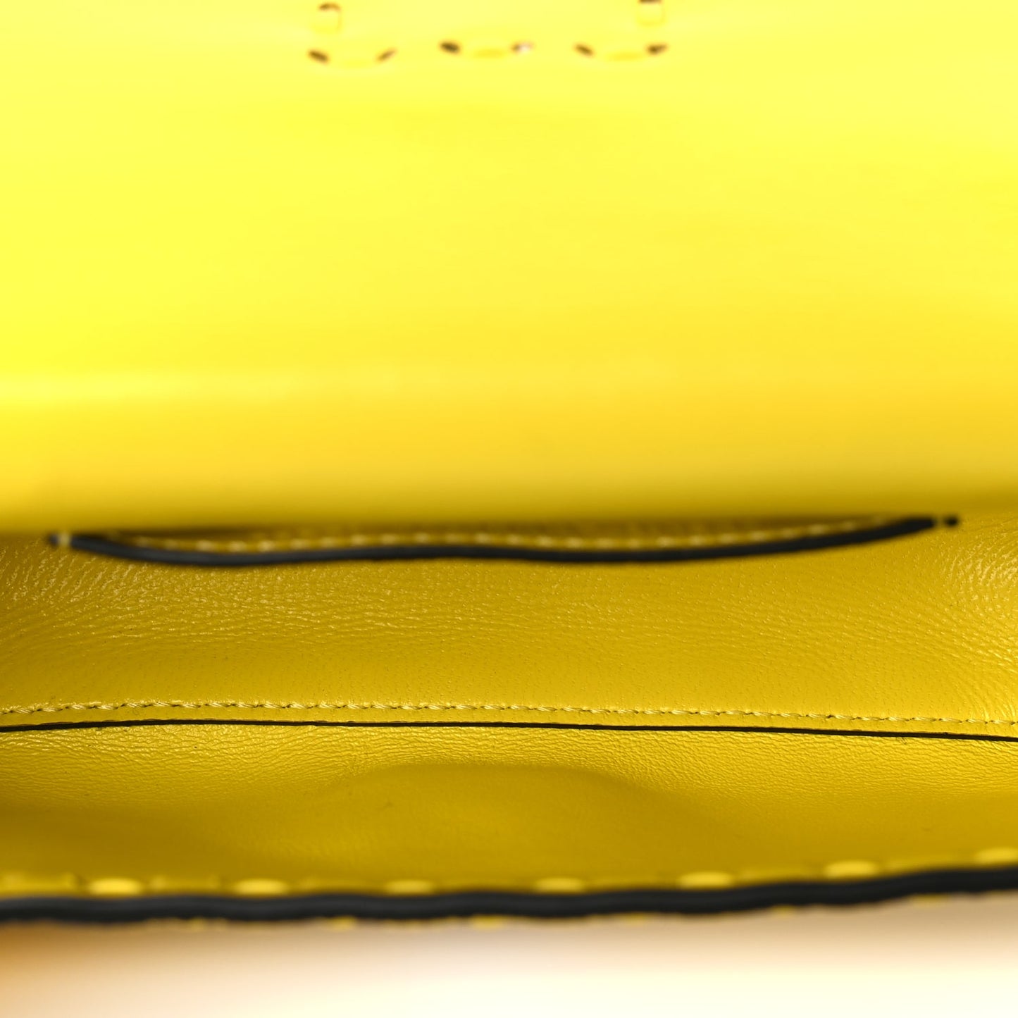 Fendi Cuoio Roma Sellerissima Nappa Sintetica Tape Stitch Mini Baguette Acid Yellow