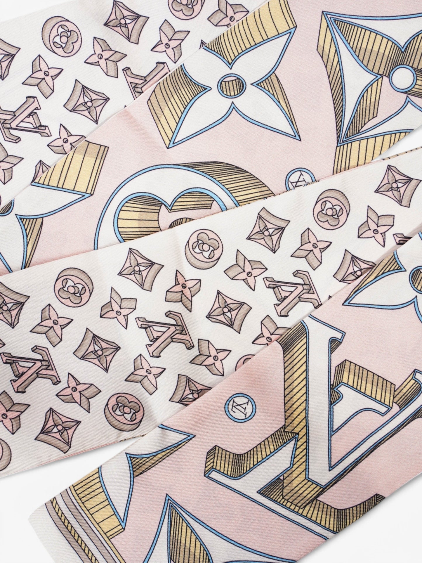 Louis Vuitton Bandeau White  / Brown / Pink Silk