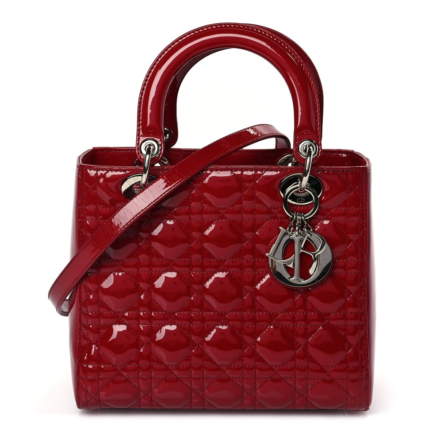Christian Dior Patent Cannage Medium Lady Dior Red