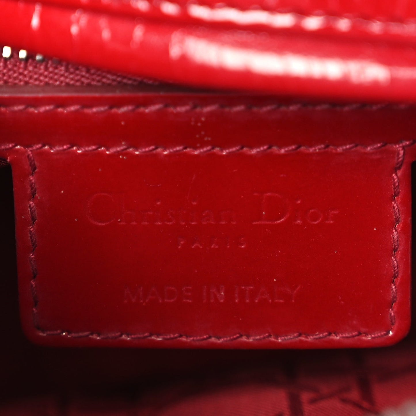 Christian Dior Patent Cannage Medium Lady Dior Red