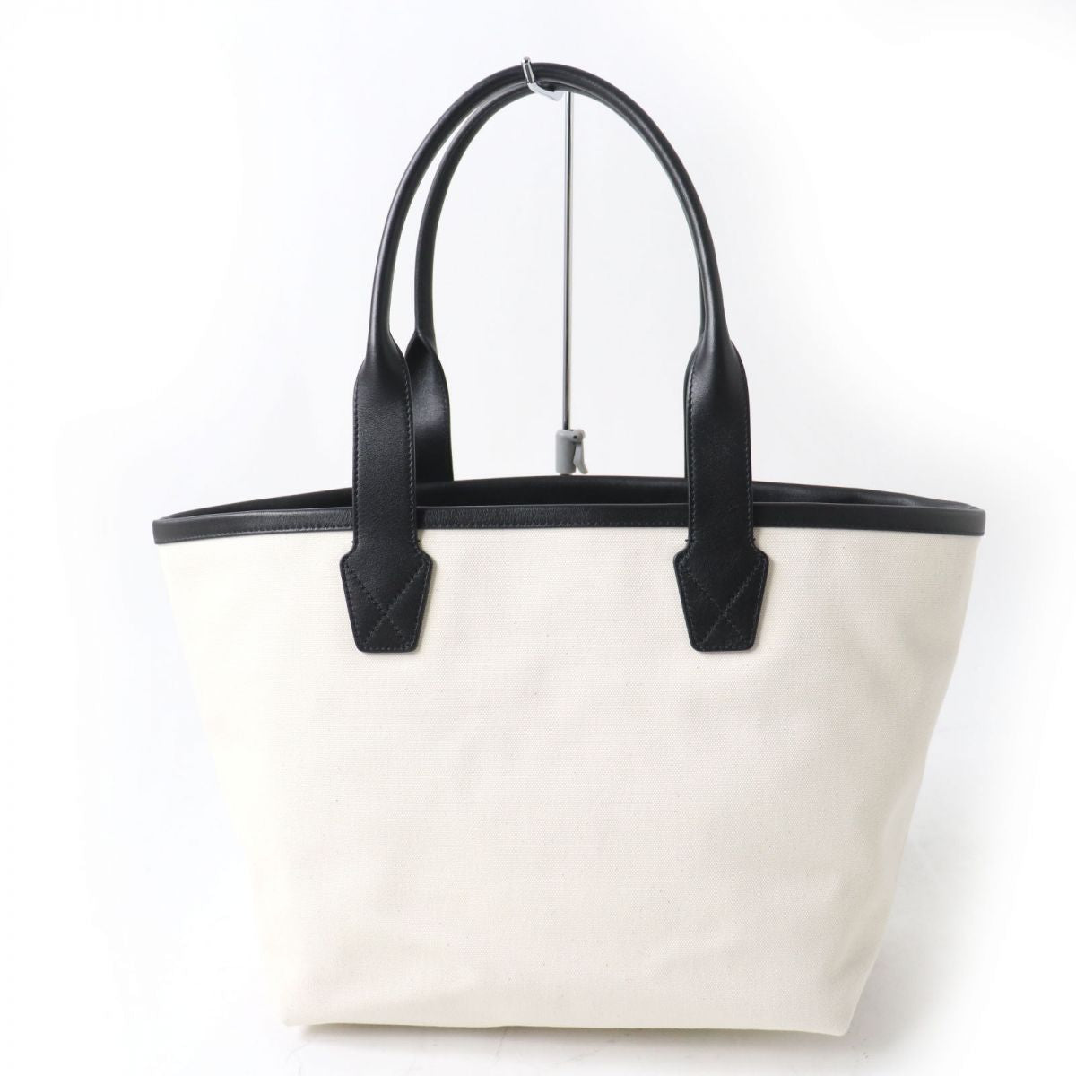 BALENCIAGA Tote Bag 692068 Canvas, Leather White x black Jumbo Small Tote Bag Women