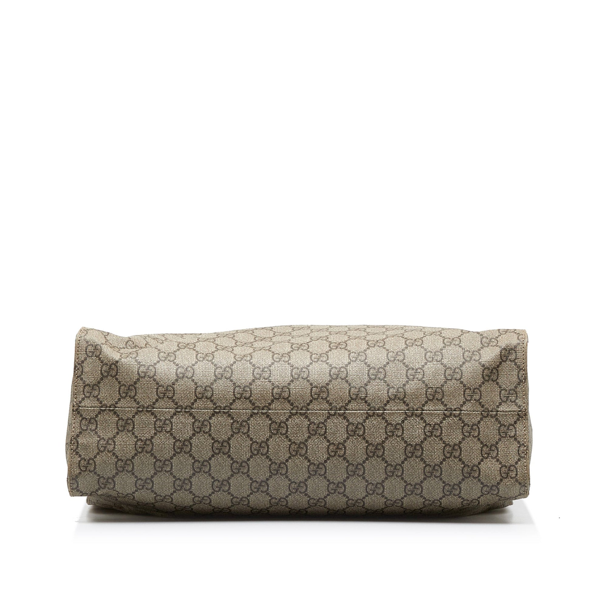 Gucci GG Supreme Brown Leather Canvas Tote Style 3
