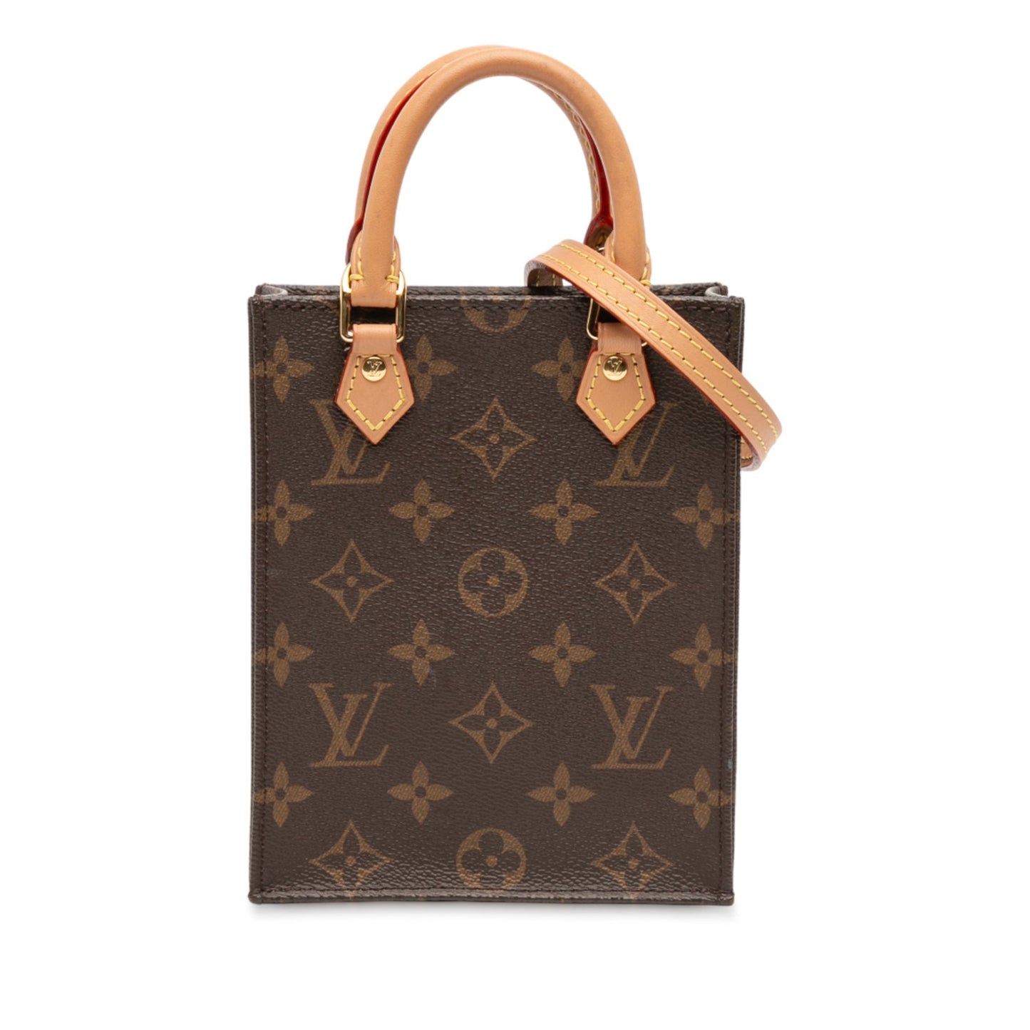 Brown Louis Vuitton Monogram Petit Sac Plat Satchel