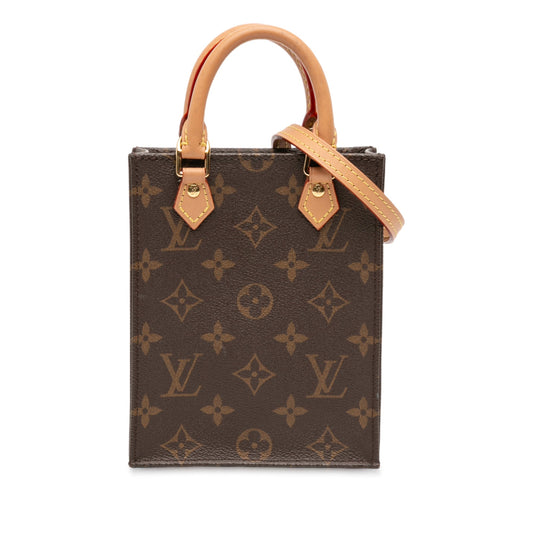 Brown Louis Vuitton Monogram Petit Sac Plat Satchel