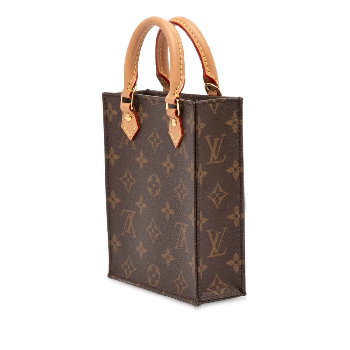 Brown Louis Vuitton Monogram Petit Sac Plat Satchel