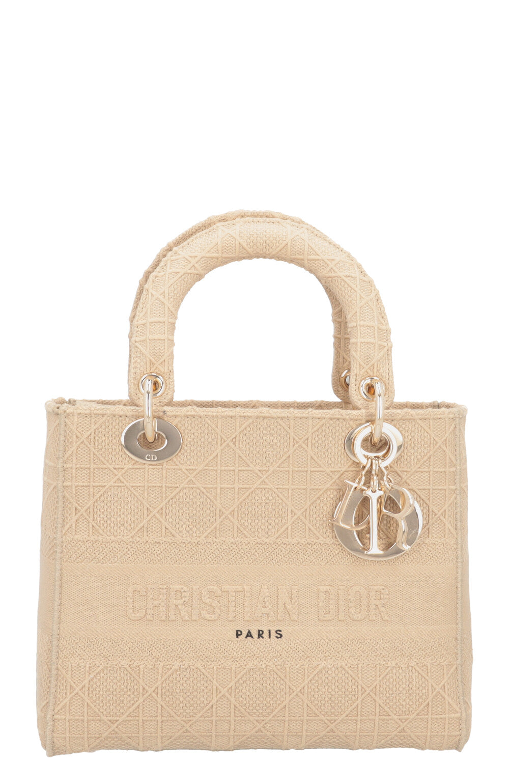 CHRISTIAN DIOR Lady Dior D-Lite Cannage Canvas Sand