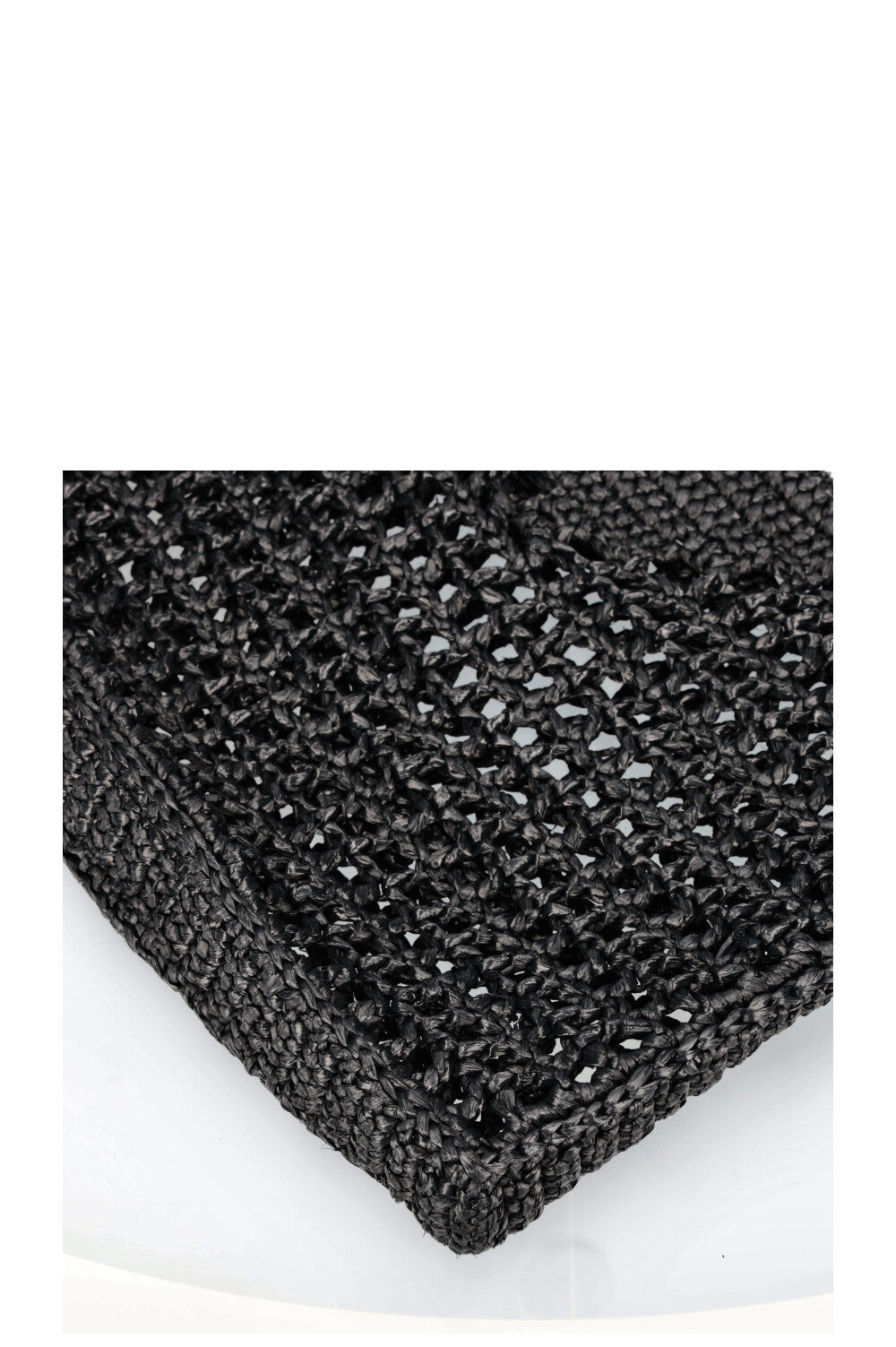 PRADA Crochet Raffia Tote Bag Black