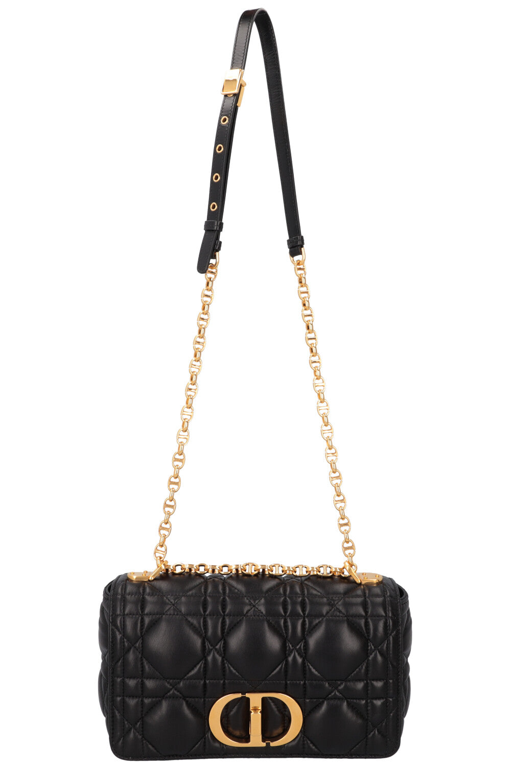 CHRISTIAN DIOR Caro Medium Crossbody Bag Cannage Black