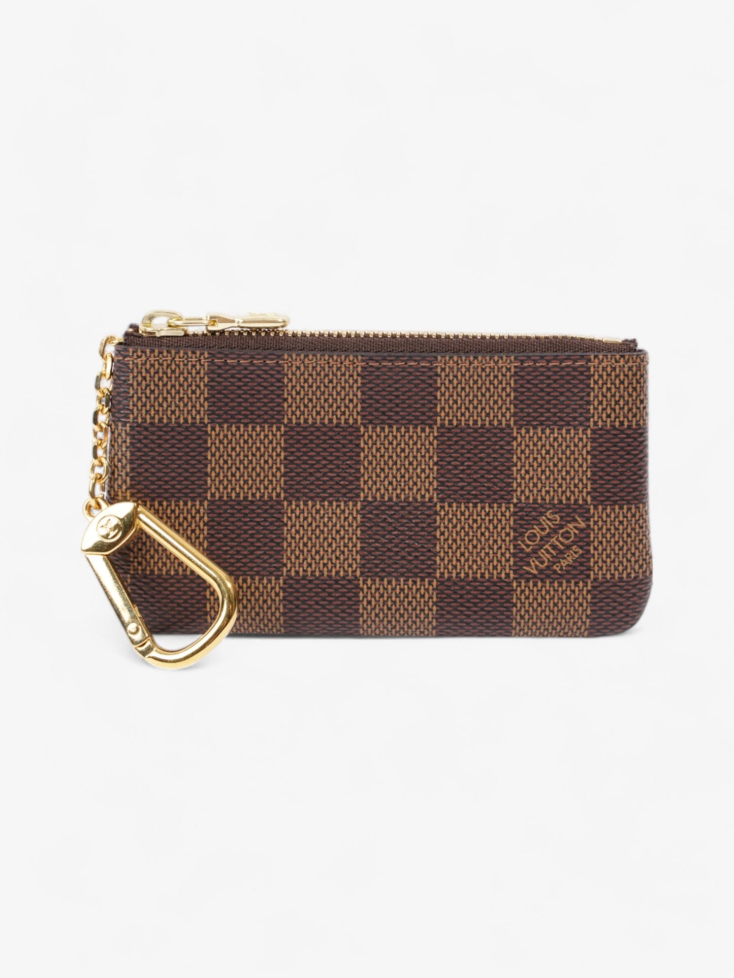 Louis Vuitton Key Pouch Damier Ebene / Gold Coated Canvas