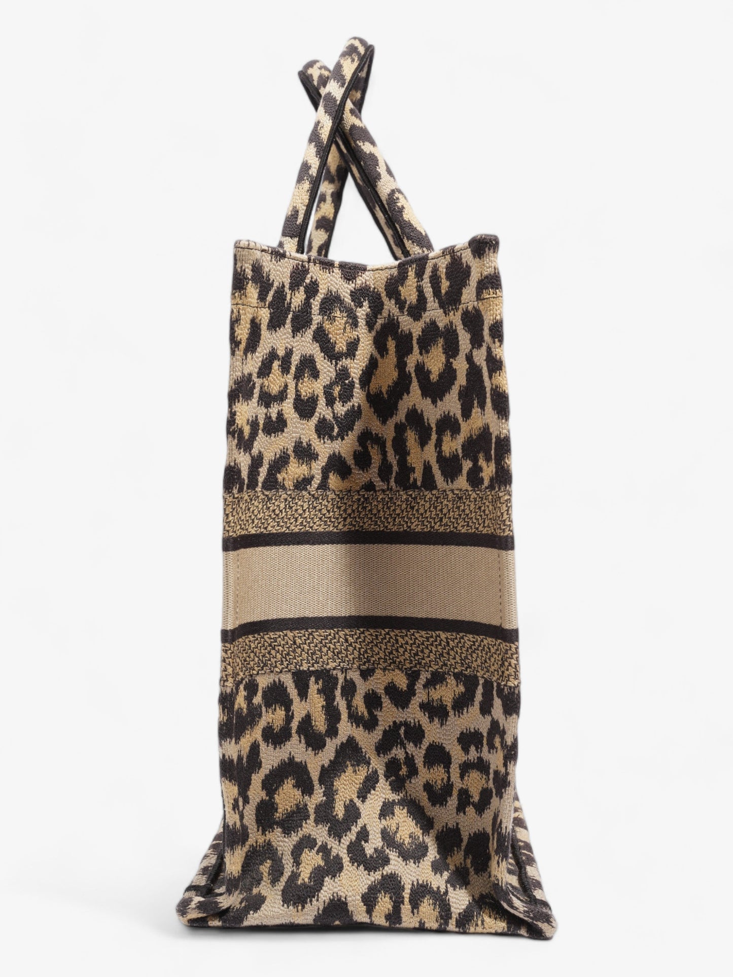 Christian Dior Book Tote Leopard Print Canvas Large
