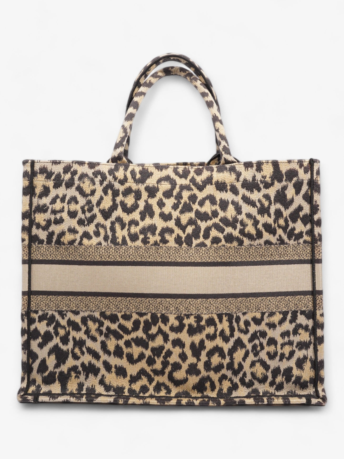 Christian Dior Book Tote Leopard Print Canvas Large