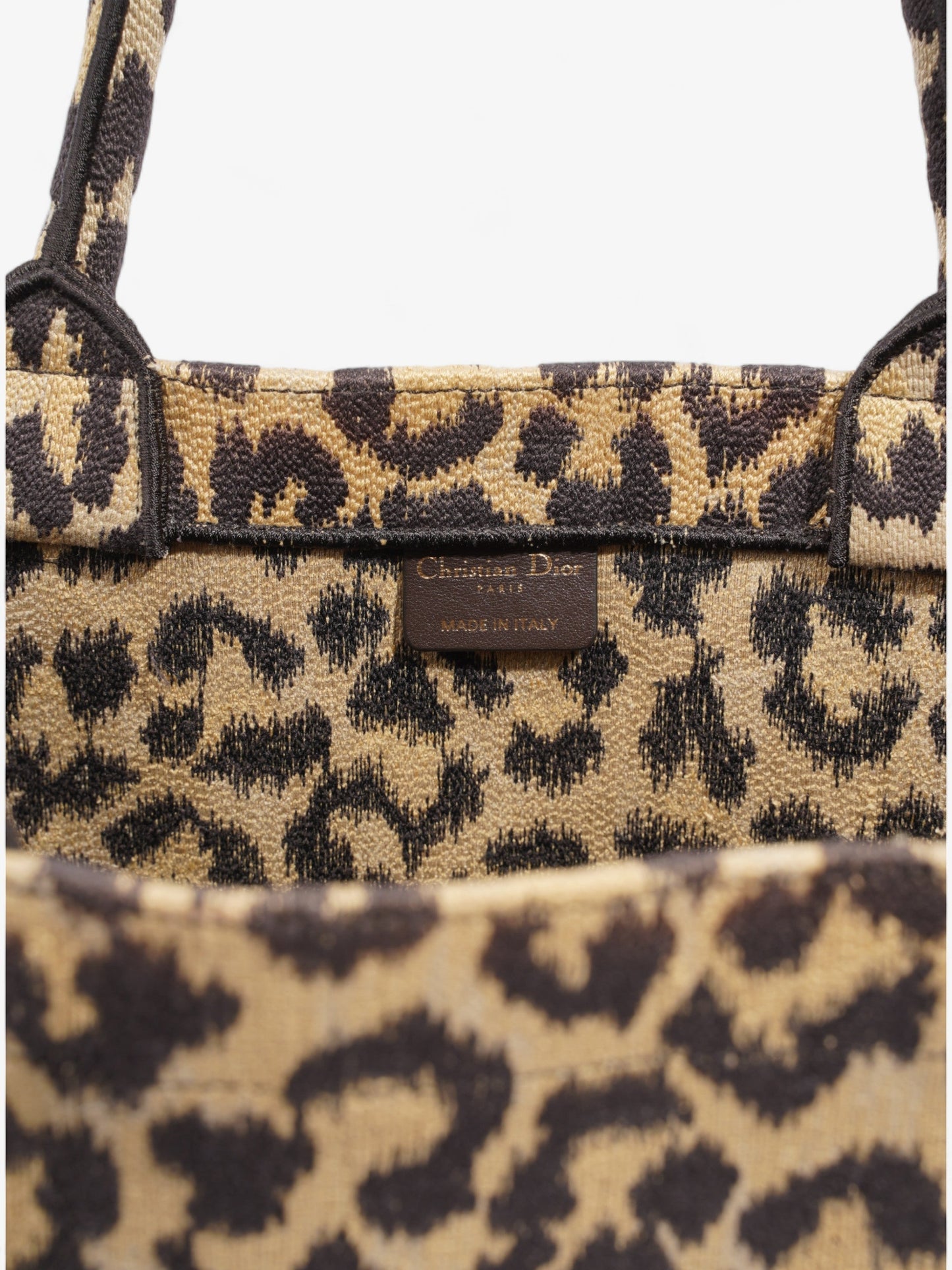 Christian Dior Book Tote Leopard Print Canvas Large