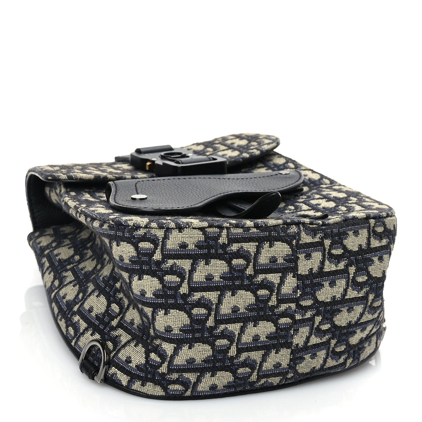 Christian Dior Grained Calfskin Oblique Mini Gallop Sling Bag Blue Black