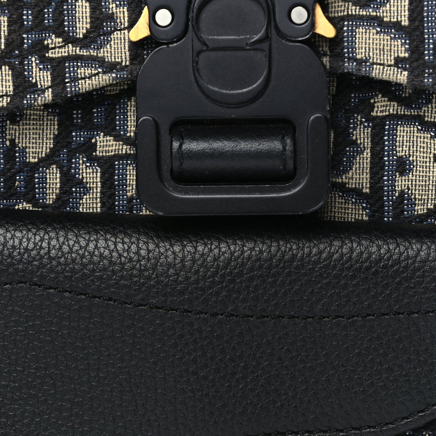 Christian Dior Grained Calfskin Oblique Mini Gallop Sling Bag Blue Black