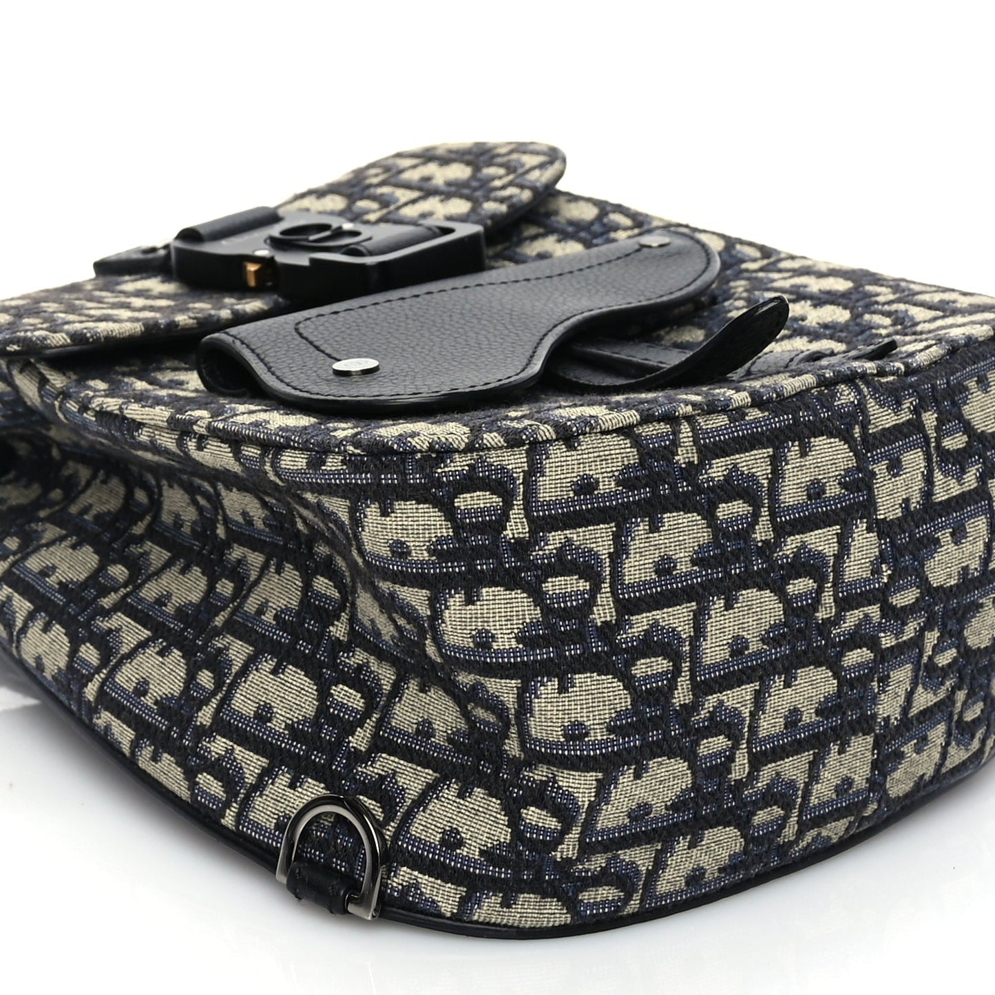 Christian Dior Grained Calfskin Oblique Mini Gallop Sling Bag Blue Black