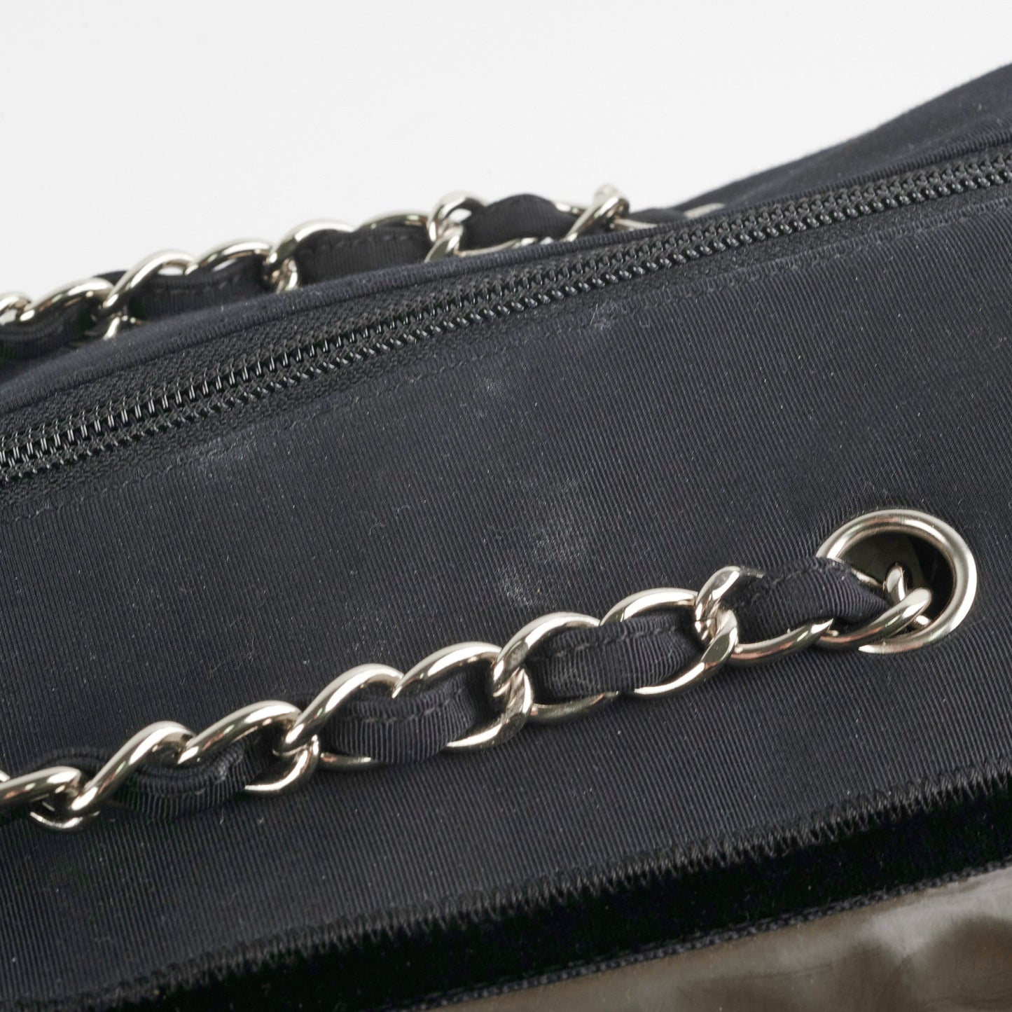 Chanel CC Logo Black Khaki Tote Bag