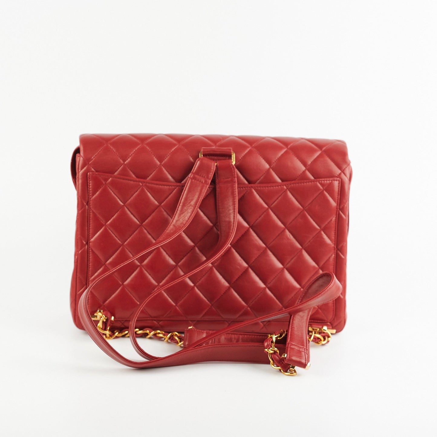 Chanel  Lambskin Backpack Red
