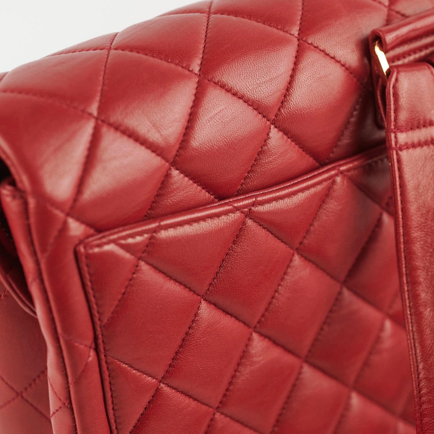 Chanel  Lambskin Backpack Red