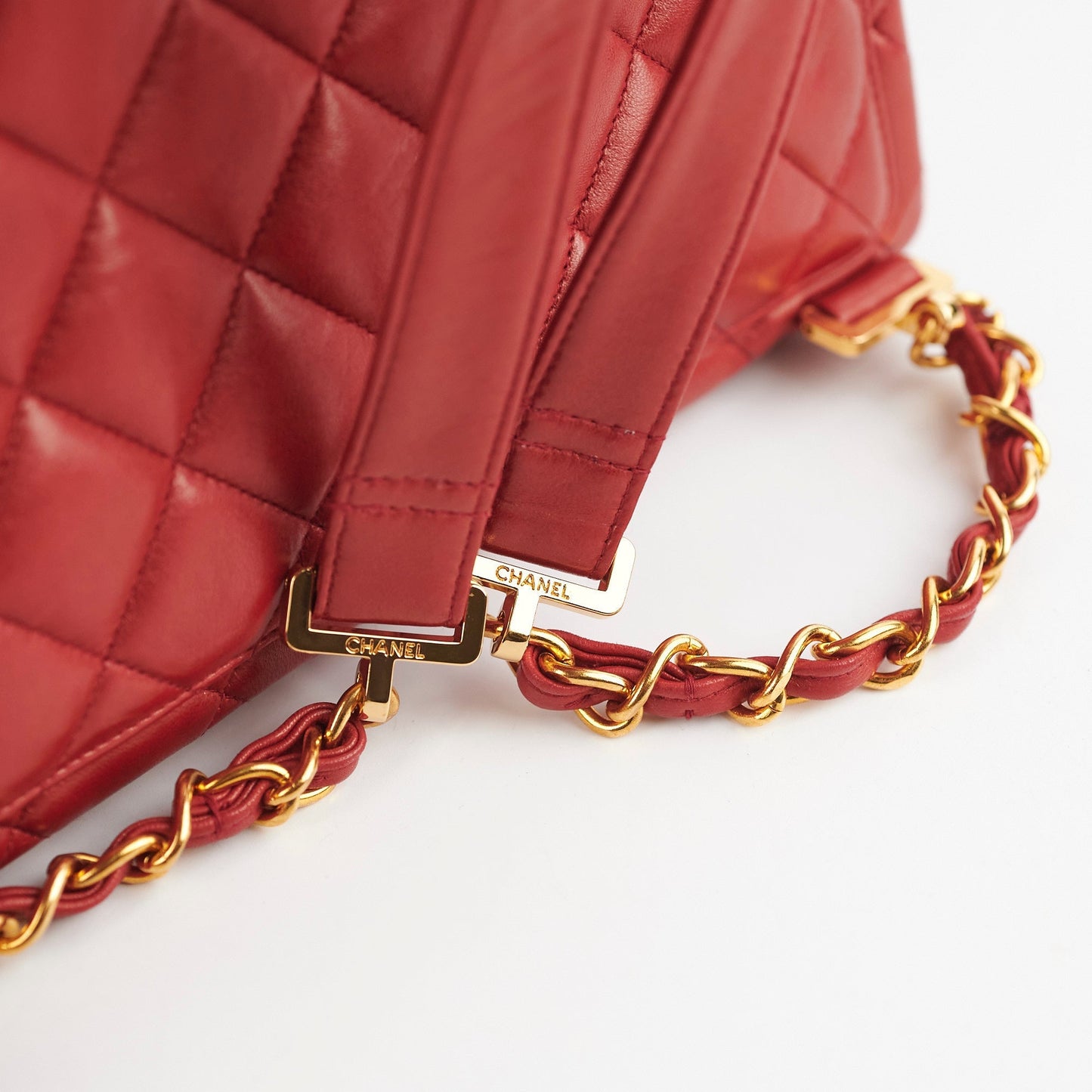 Chanel  Lambskin Backpack Red
