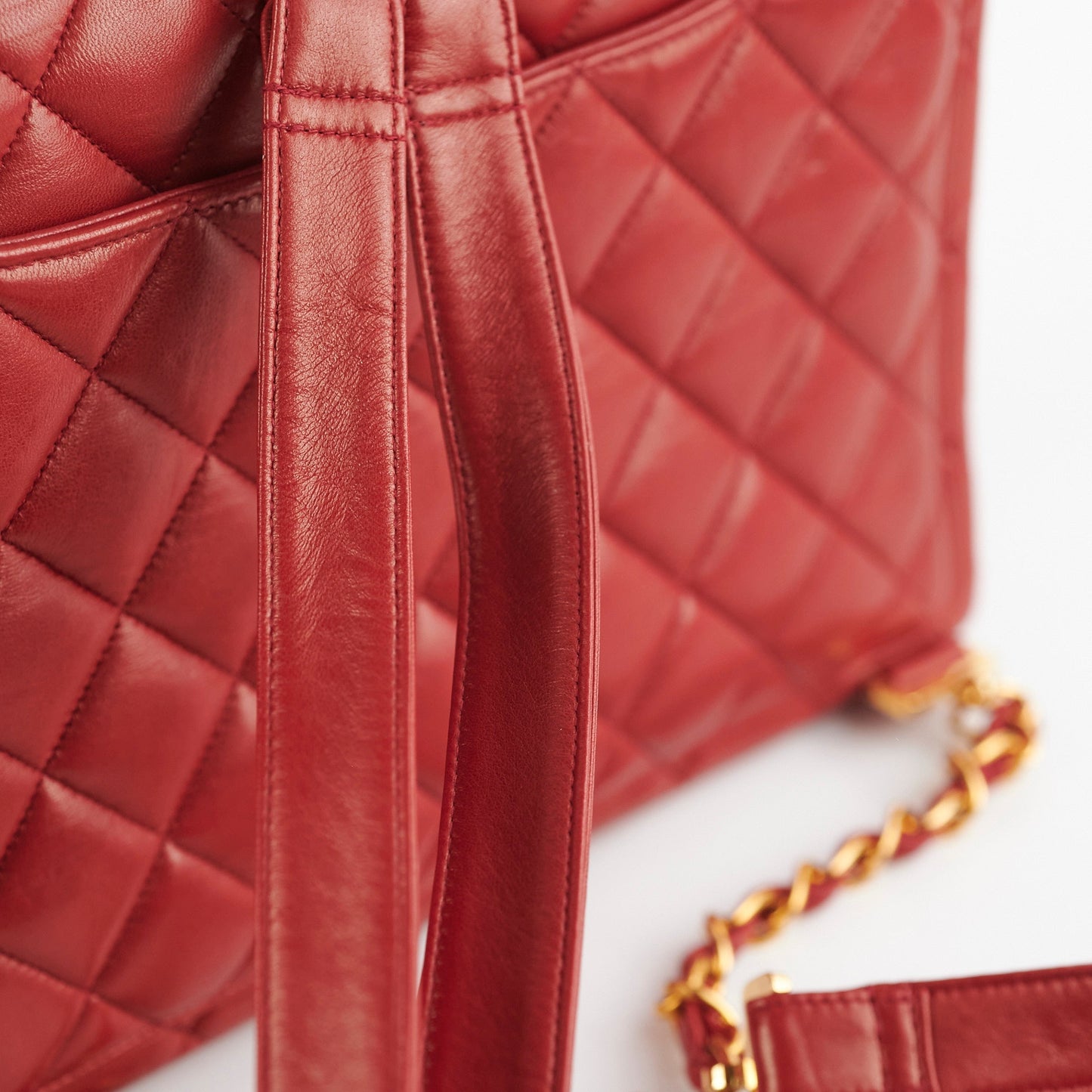 Chanel  Lambskin Backpack Red