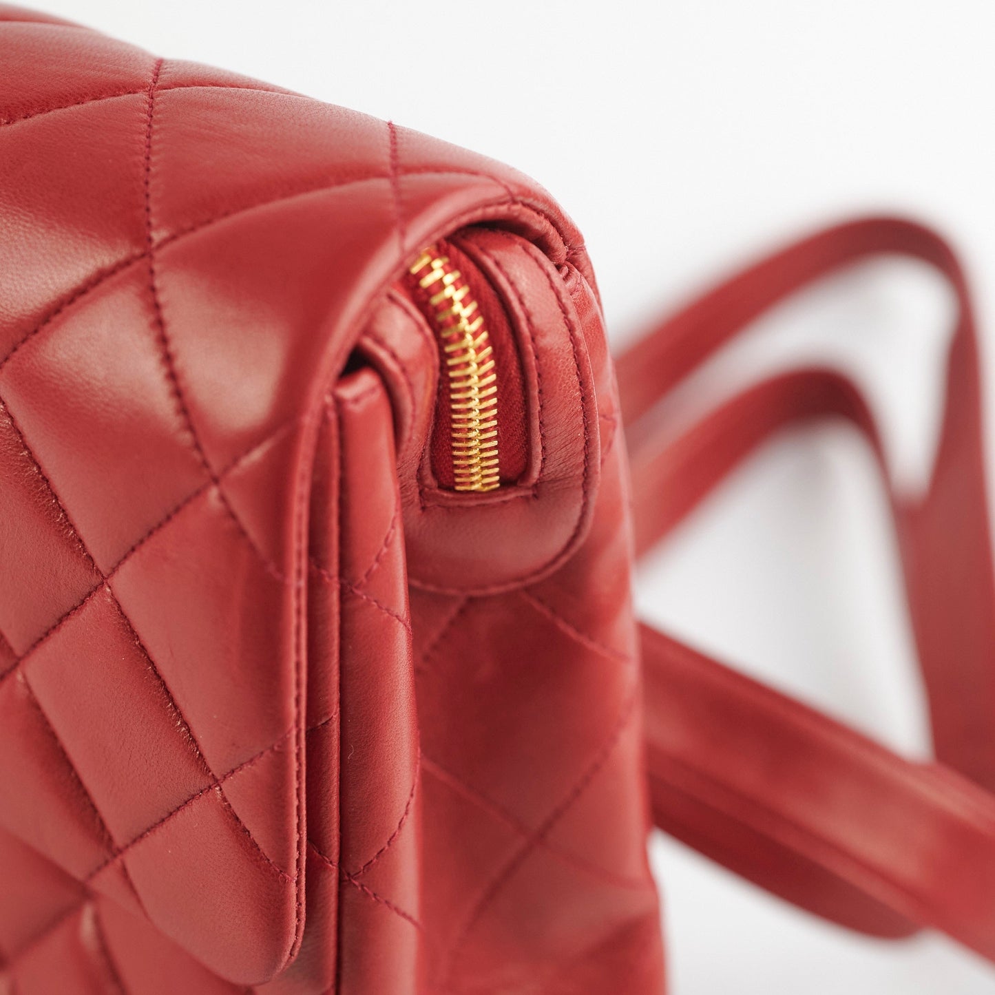 Chanel  Lambskin Backpack Red
