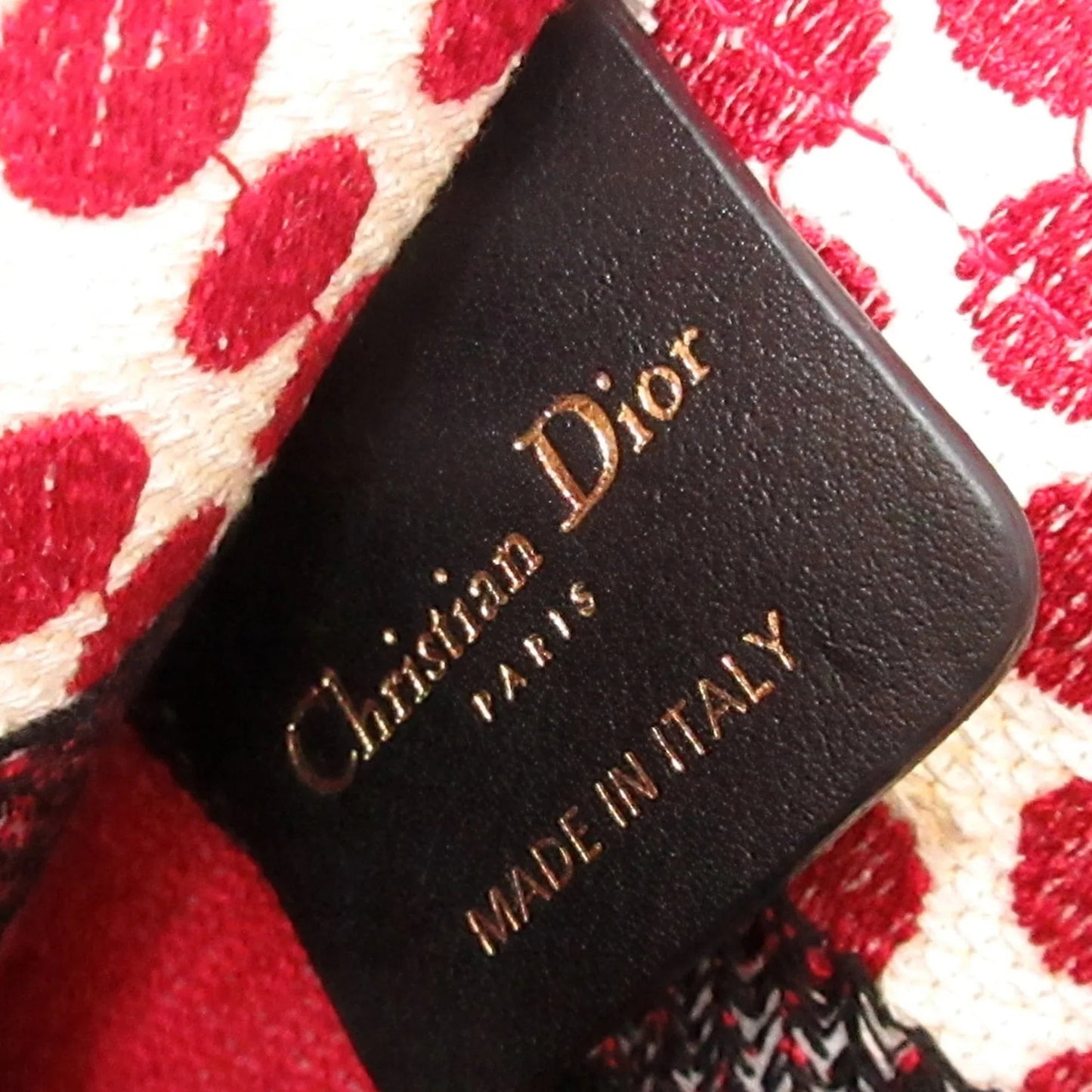 Red Dior DiorAmour Mini Embroidered Canvas Dots Book Tote