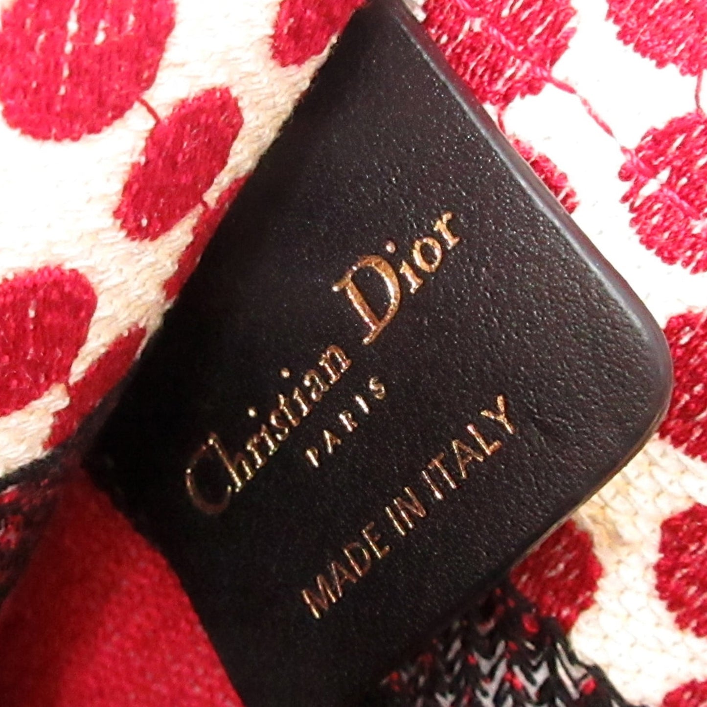Red Dior DiorAmour Mini Embroidered Canvas Dots Book Tote