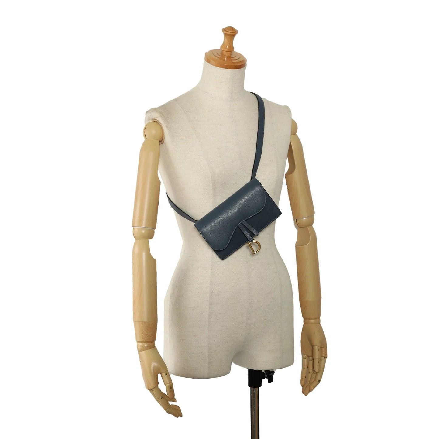 Blue Dior Leather Saddle Belt Bag